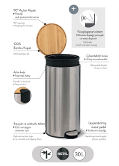 SimplySmart Bambu Kapak 30Lt Inox