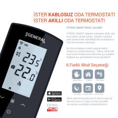 General HT500S SMART Wifi Kontrollü Kablosuz Oda Termostatı SİYAH